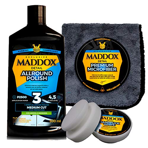 Maddox Detail- Allround Polish Kit - Kit para Pulido Manual - Pulidor de un  Solo Paso. Elimina arañazos, abrillanta y Protege. Esponja aplicadora y  Microfibra Premium.