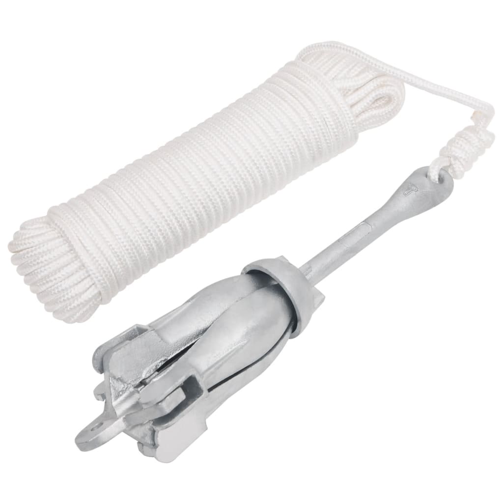 vidaXL Ancla Plegable con Cuerda Anclaje de Barco Hierro Maleable Plateado Peso 0.7 kg,  1.5 kg,  2.5 kg y mas