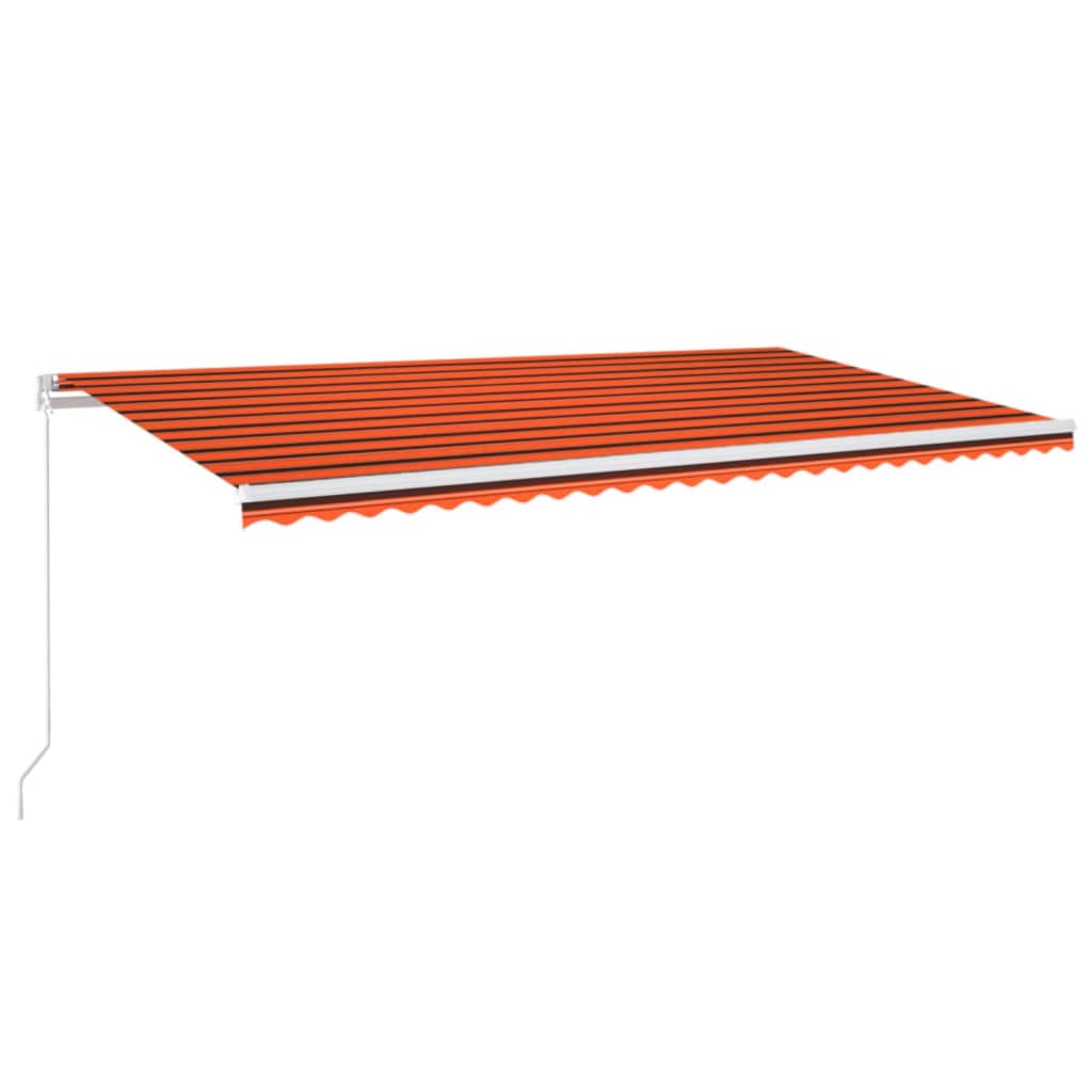 vidaXL Toldo manual retráctil con luz LED naranja y marrón 600x300 cm