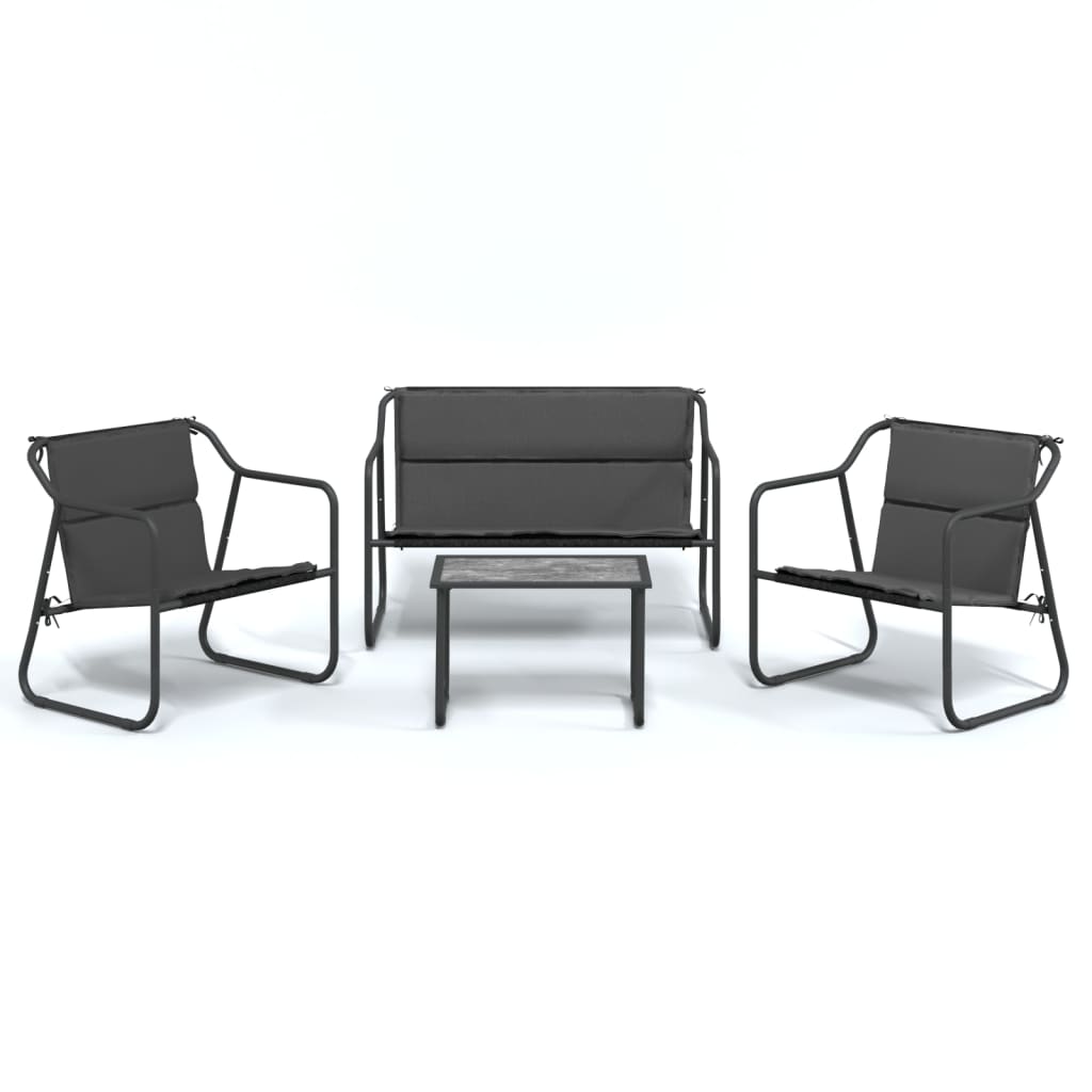 vidaXL Juego muebles de jardín 4 pzas y cojines acero gris antracita