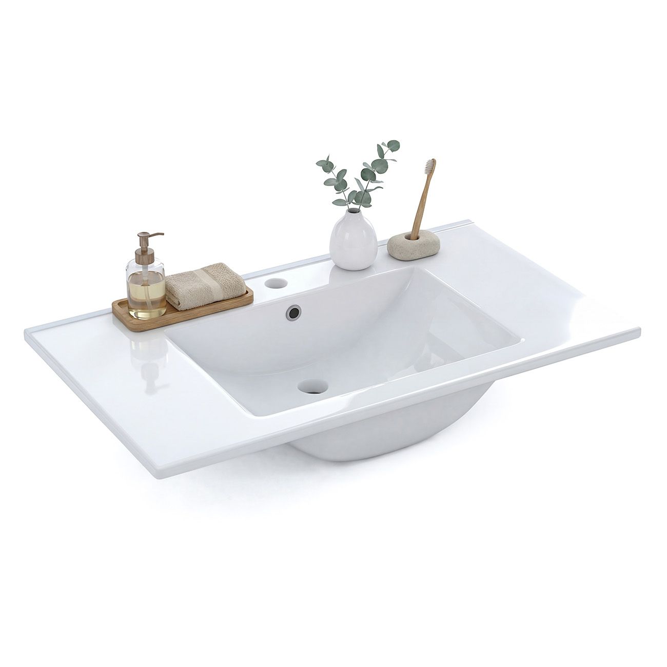 Lavabo cerámico rectangular 80x46 cm Volga