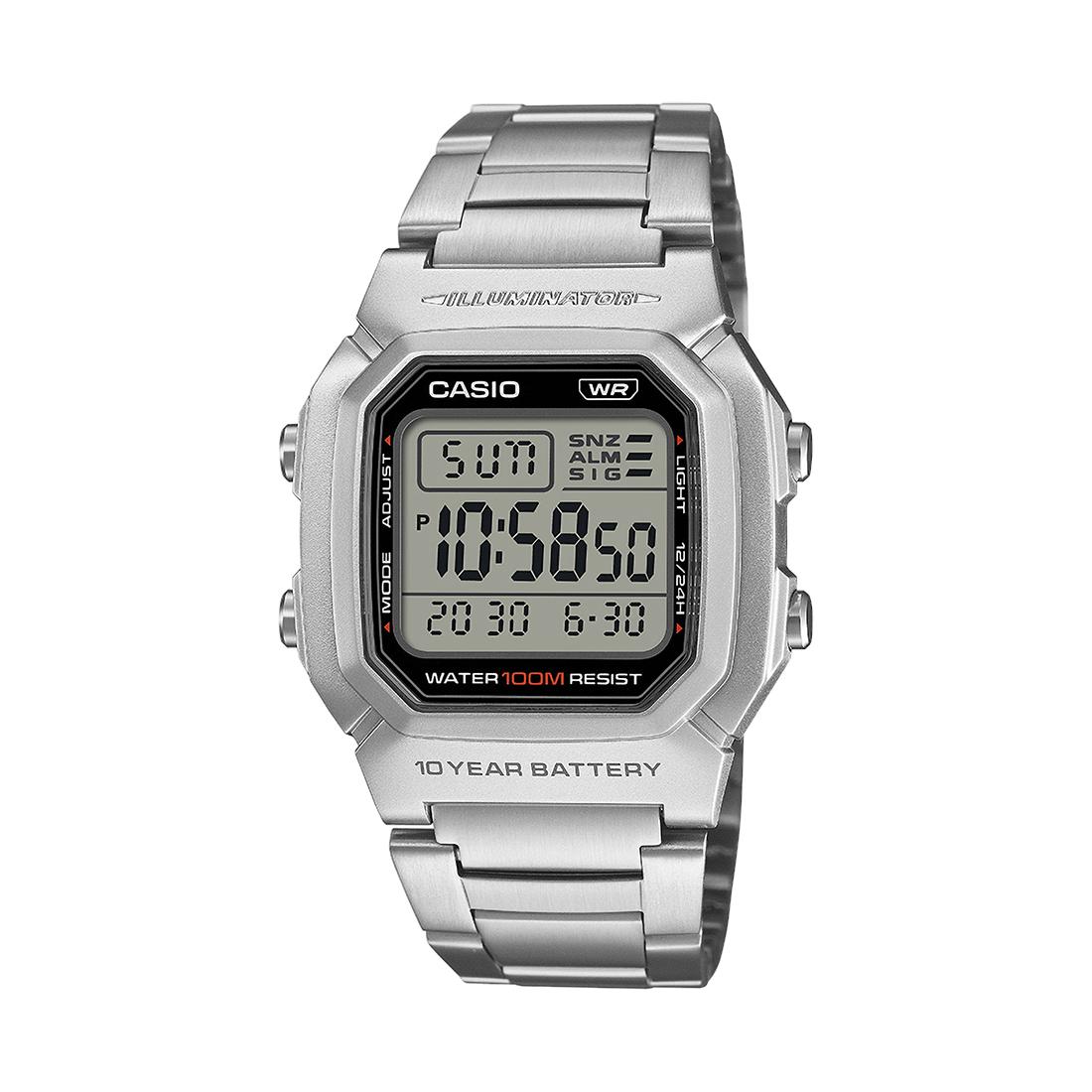 Reloj Casio de Hombre Digital, Pulsera en acero resistente, Sumergible en playa o piscina, Robusto y elegante. W-800HD-1AVEF