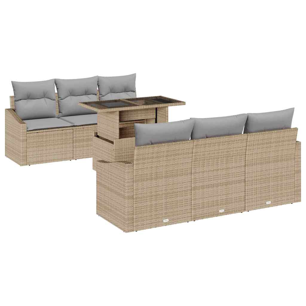 vidaXL Conjunto de sofá de jardín 7 pcs Beige y Gris Claro