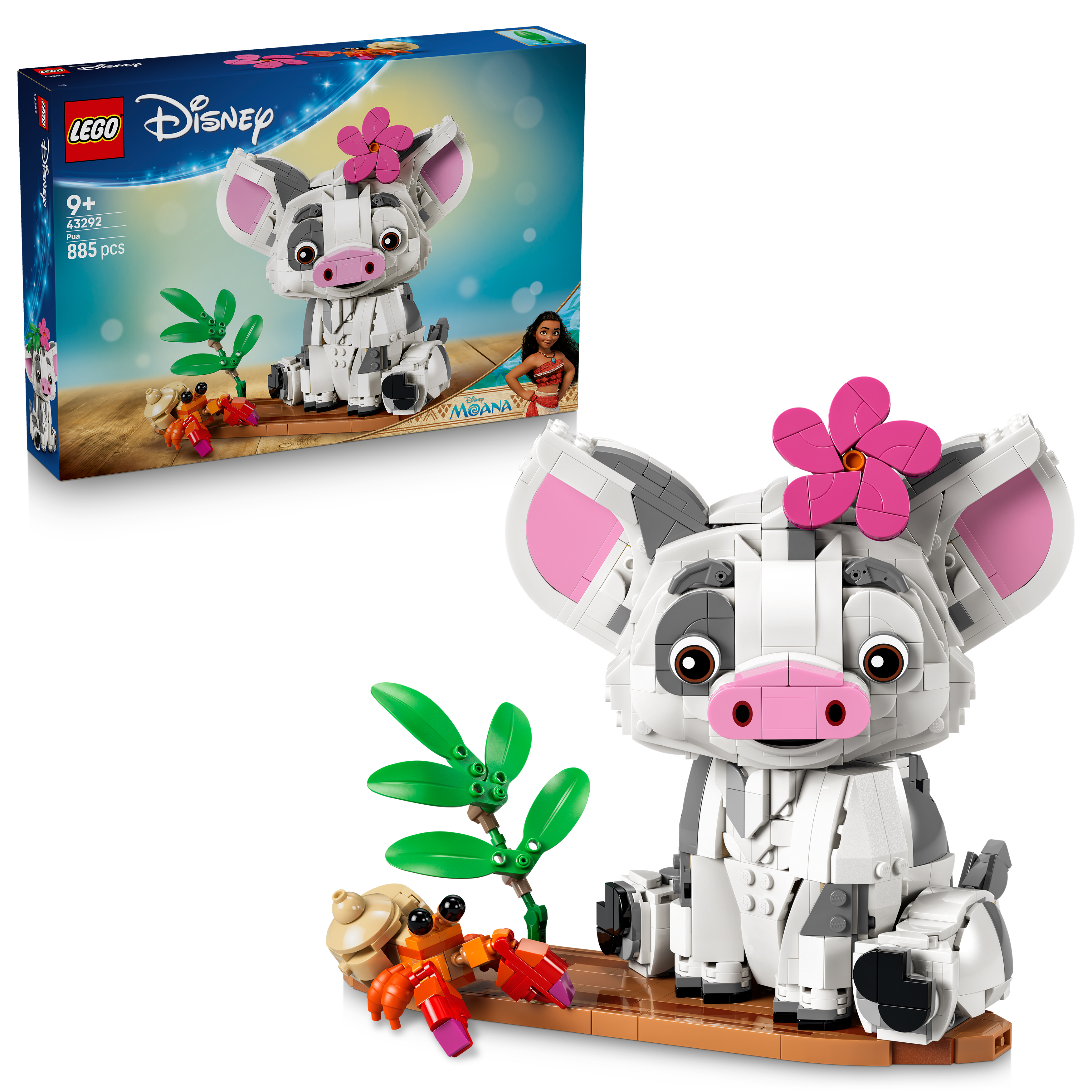 LEGO® 43292 Disney Vaiana Pua Figura Animal de Juguete con Flor y Cangrejo