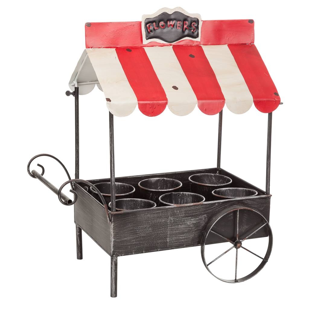 WANDERLUST DECO Carrito Macetero de Metal Multicolor 43,5x27x52,5h Cm - Figuras y Miniaturas
