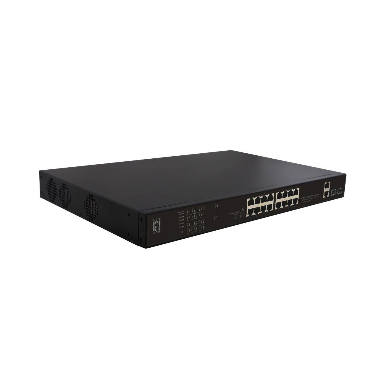 HUB Switch puertos 32 puertos Fast Ethernet PoE y 2 puertos Gigabit RJ45 LEVELONE FGP-2031 34 puertos totales Negro