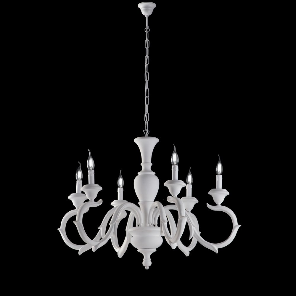 Araña Shabby Chic Fiorenza Blanco 6 Luces E14