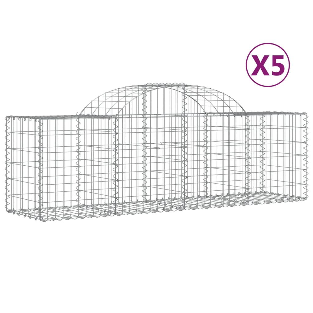 Cestas de Gaviones Forma de Arco 5 Uds Hierro 240x50x220/240 Cm Vidaxl