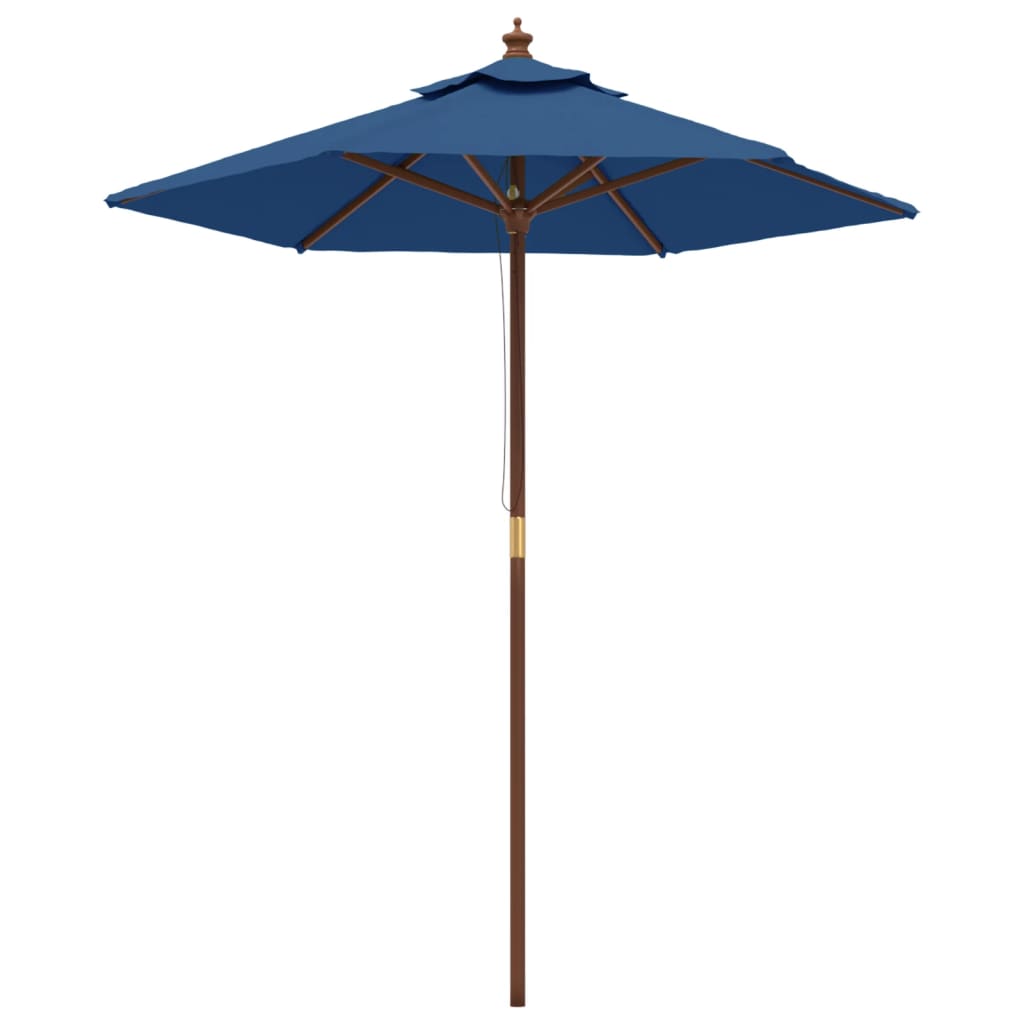 vidaXL Sombrilla de jardín con poste de madera azul celeste 196x231 cm