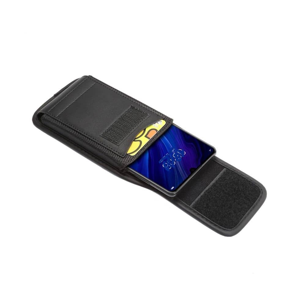 Funda Cinturon para HONOR PLAY 5T (2021) con Tarjetero Diseño en Piel y Nylon Vertical - Negra