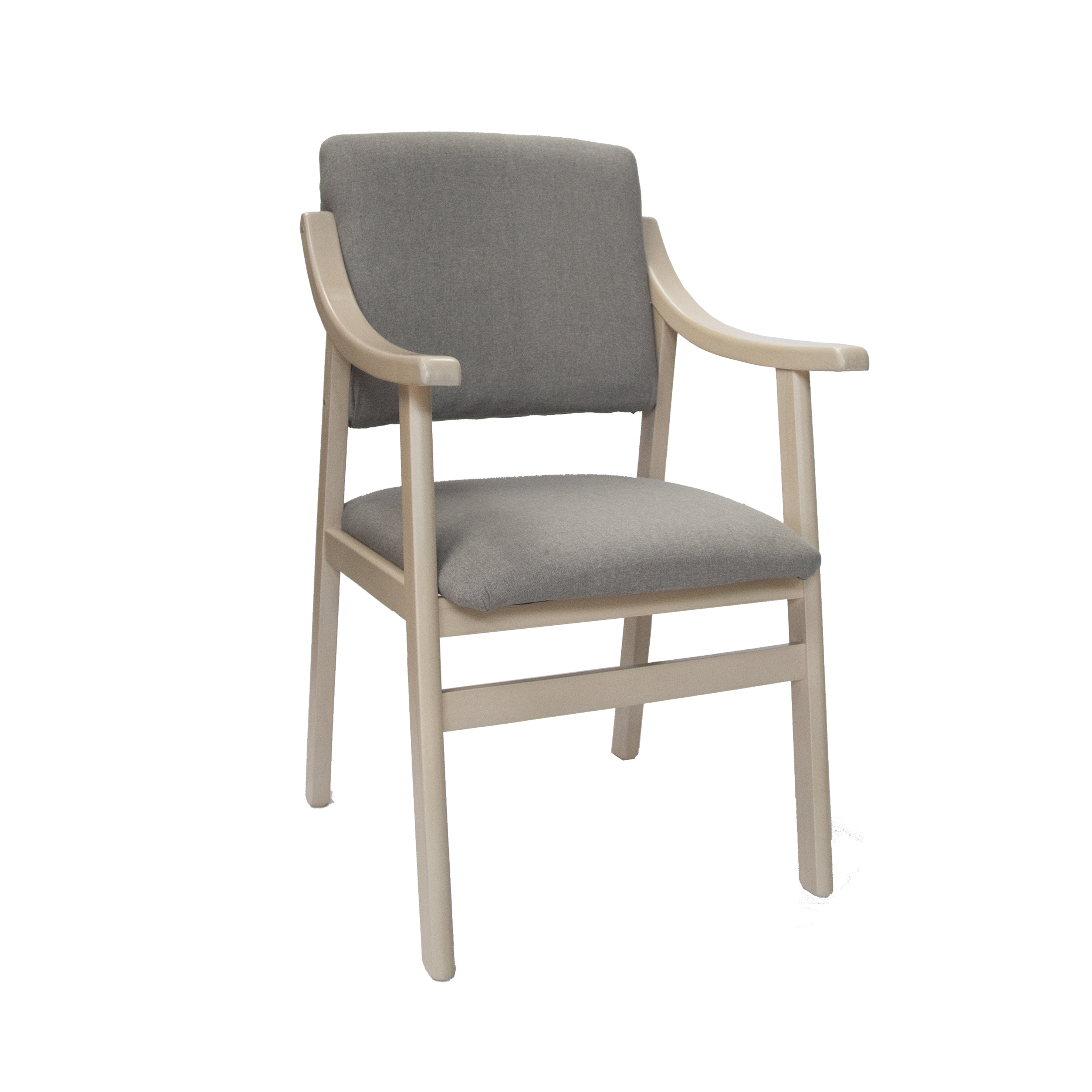 Sueña y Descansa Sillón reforzado con brazos de madera de haya en color cambrian tapizado gris
