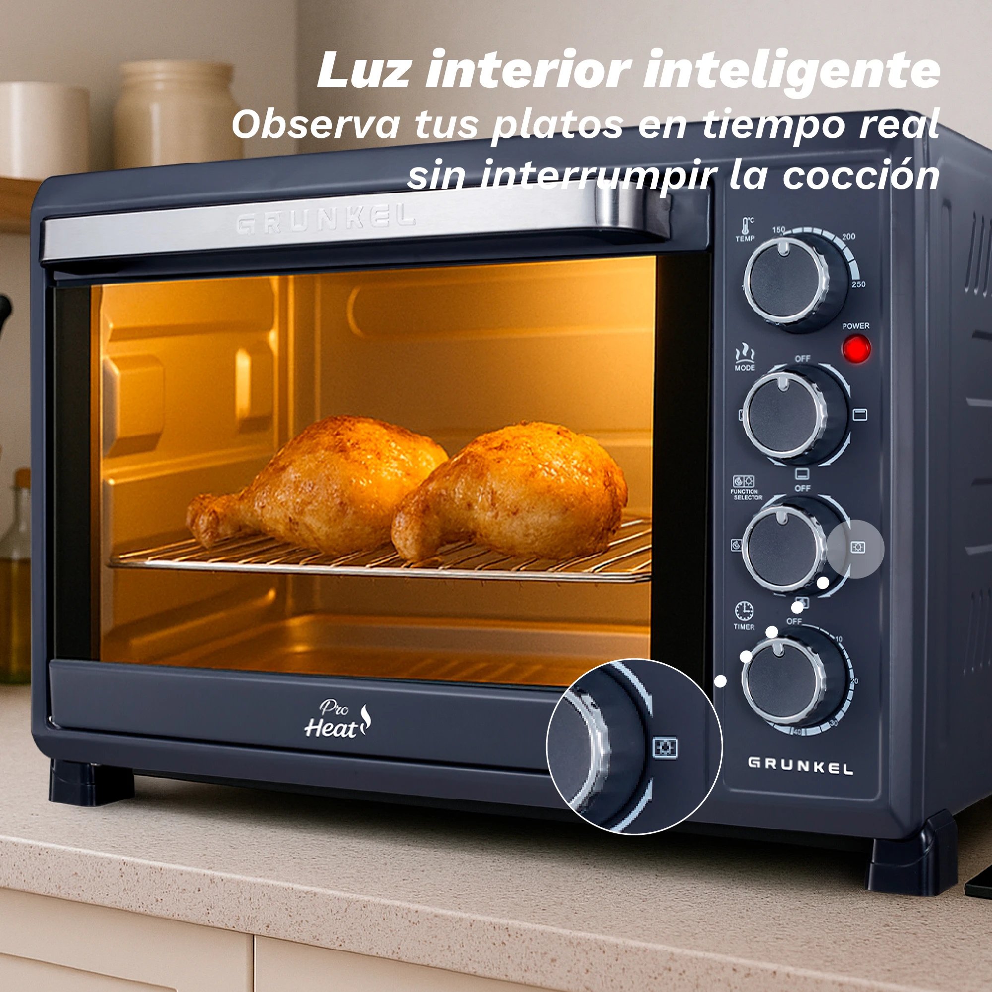 Horno sobremesa Grunkel HR38NPRO  | 38L, Negro, Inox