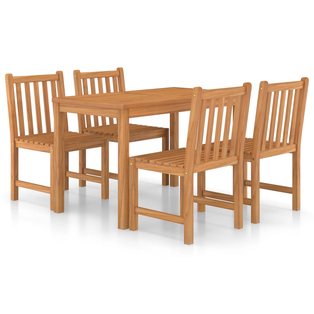 vidaXL Conjunto de comedor de jardín de 5 piezas, 120 x 70 cm, madera maciza de teca