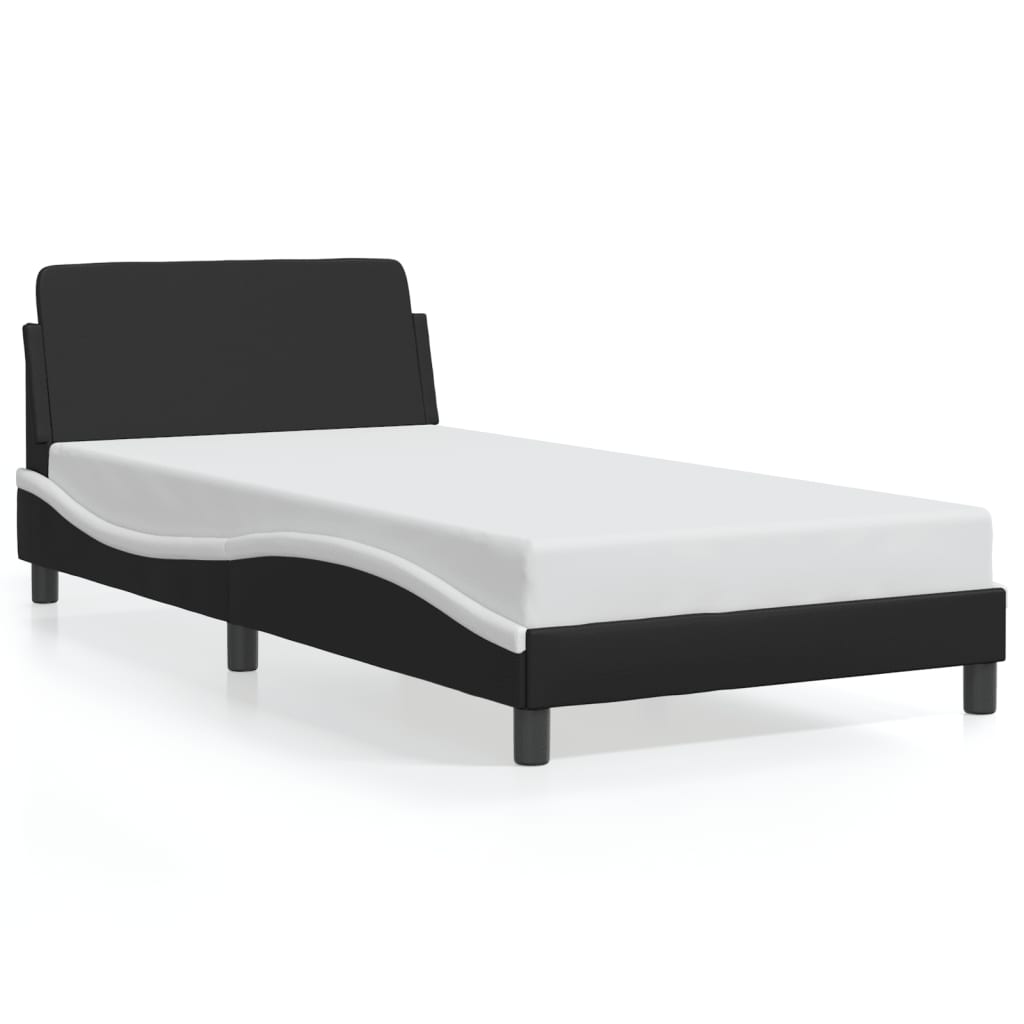 vidaXL Estructura de cama Dover cuero sintético negro blanco 100x200 cm