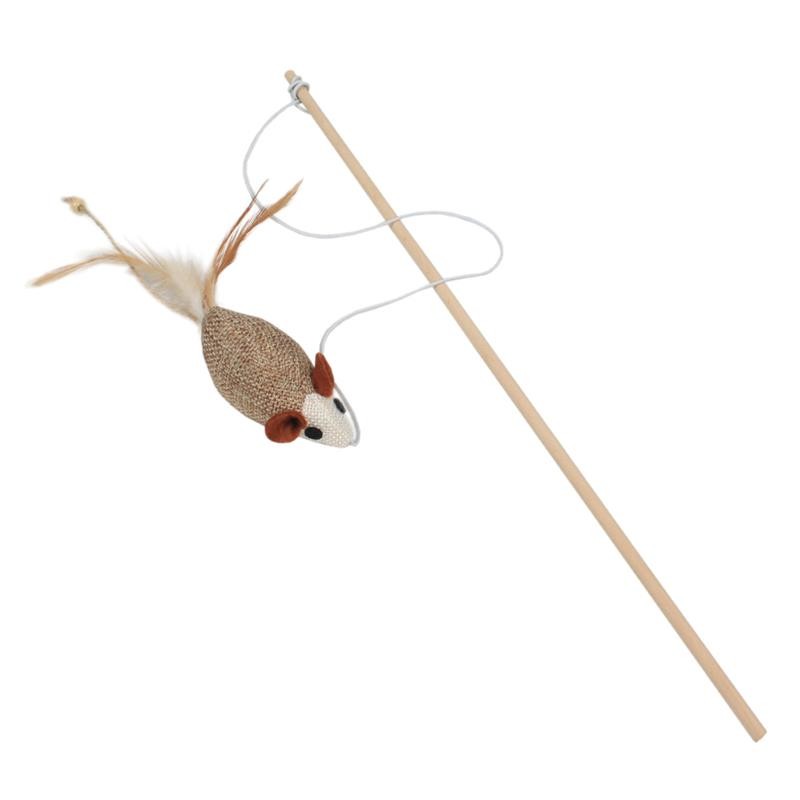 Juguete para Gatos Palo raton gama natural 40cm Arquivet