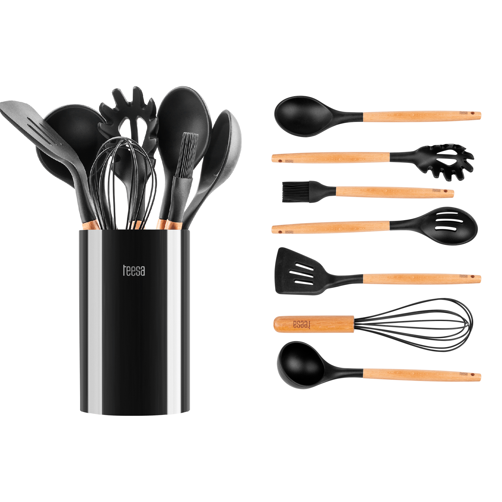 Juego de utensilios de cocina Teesa, cucharón de madera