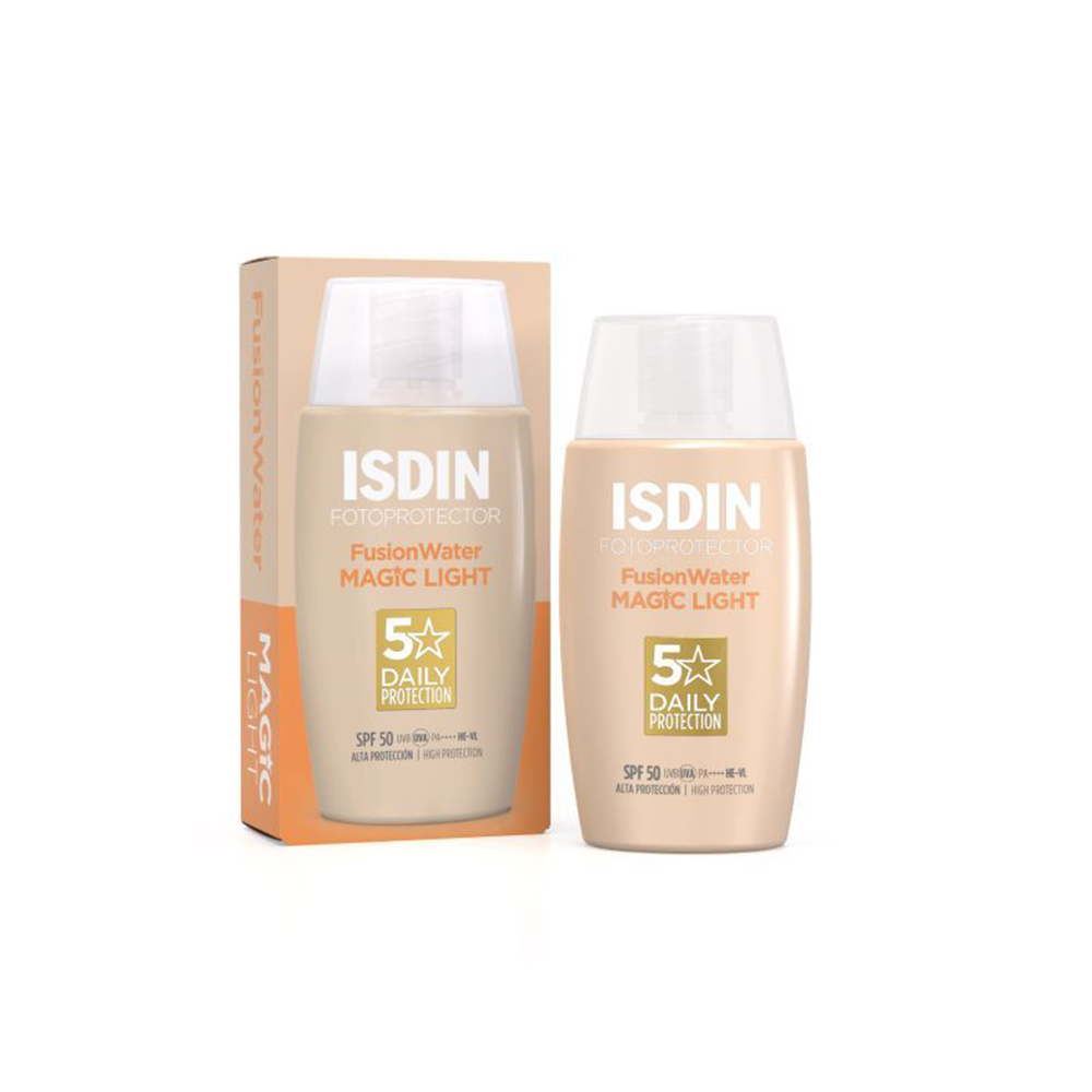Fotoprotector Isdin Spf 50 Fusion Water Magic Light 50 ml - Protector Solar Facial Ultraligero y Antioxidante