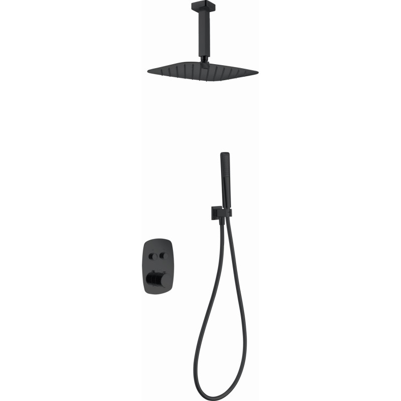 Imex Feroe GPF036/NG conjunto termostático moderno de 3 módulos para ducha acabado negro mate