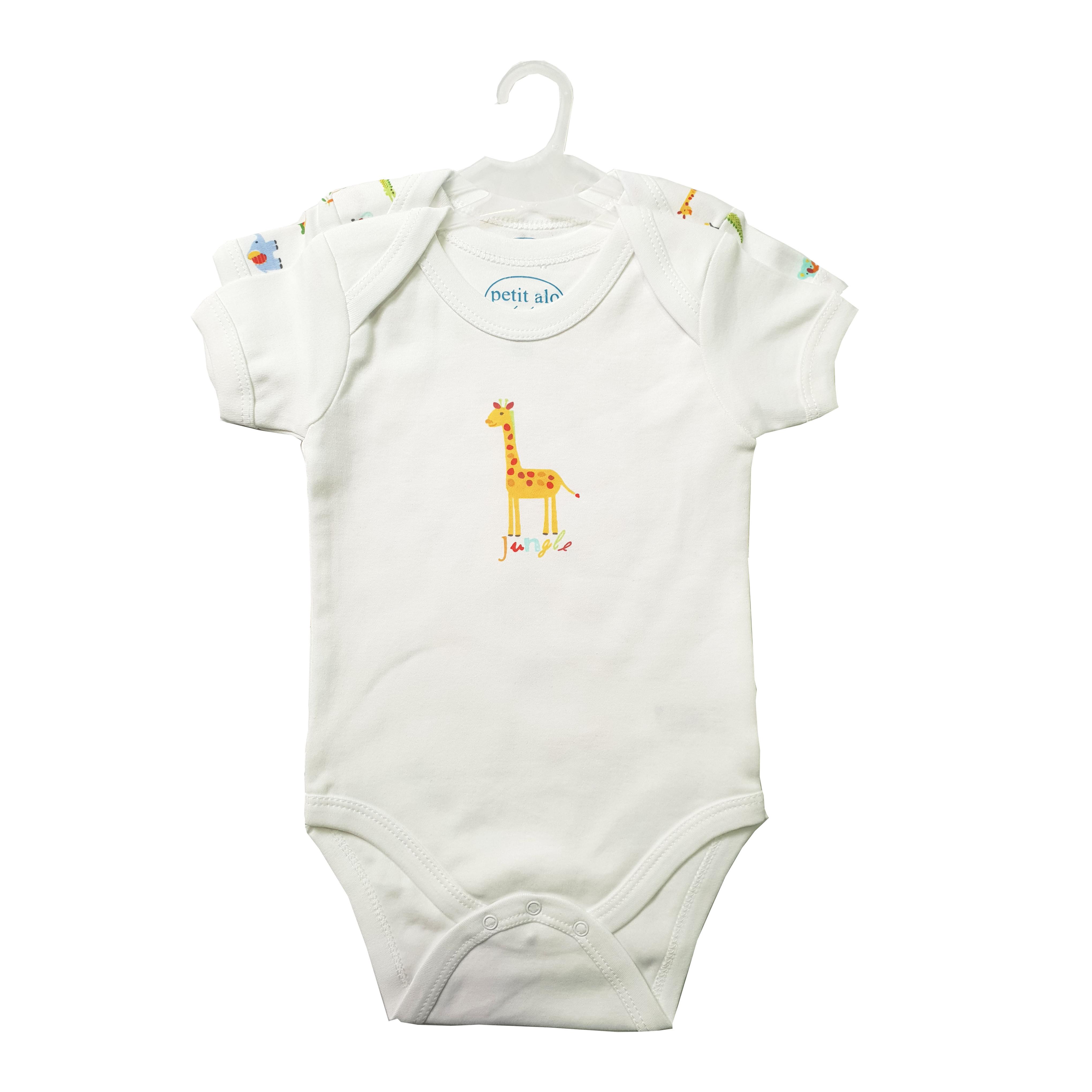 Set 2 Bodies Bebé Petit Alo 100% Algodón Blanco | Jungle Print