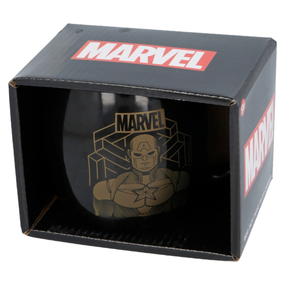 Taza Capitán América de Cerámica Negra 380 Ml