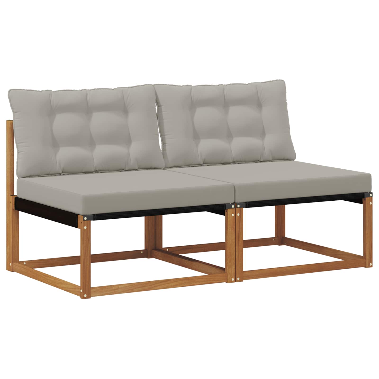 vidaXL 2 Pieza Sofá intermedio de exterior Madera de Acacia Sólida