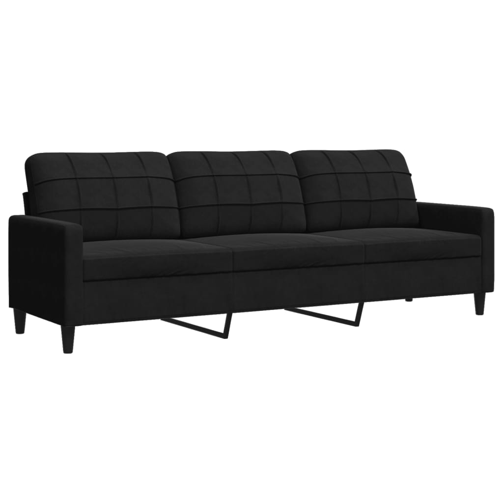 vidaXL Sofá de 3 plazas terciopelo negro 210 cm