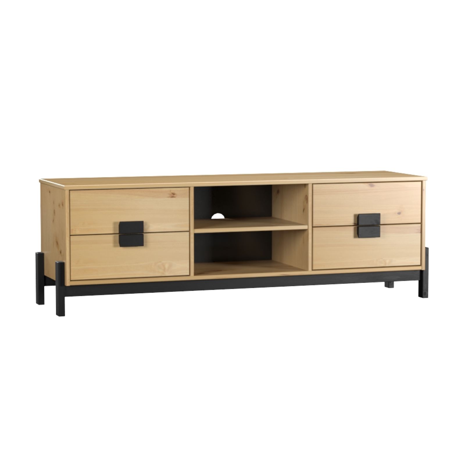 Venprodin - Mesa Television 4 Cajones Con Estanteria De Madera De Pino