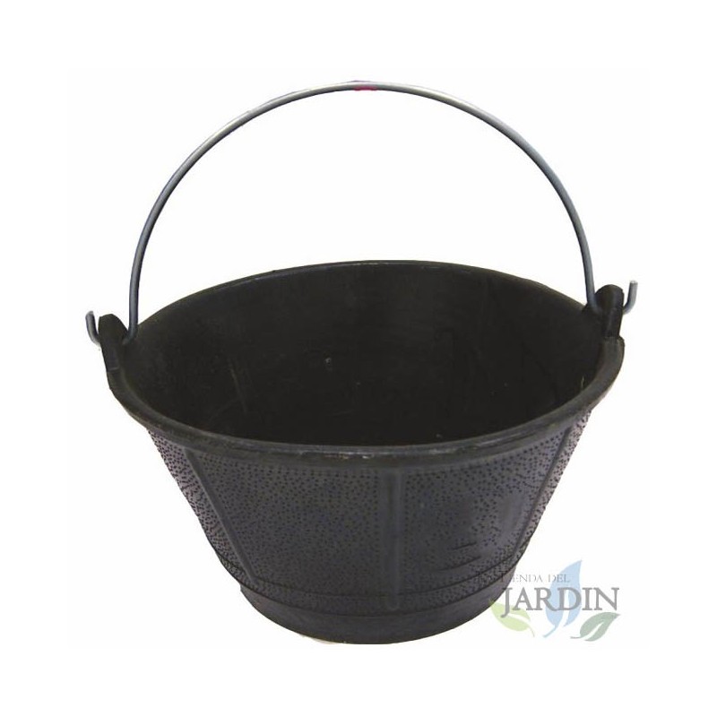SUINGA Cubo de construcción de caucho natural negro 10 litros 32 x 22,5 cm, cubo duradero de construcción