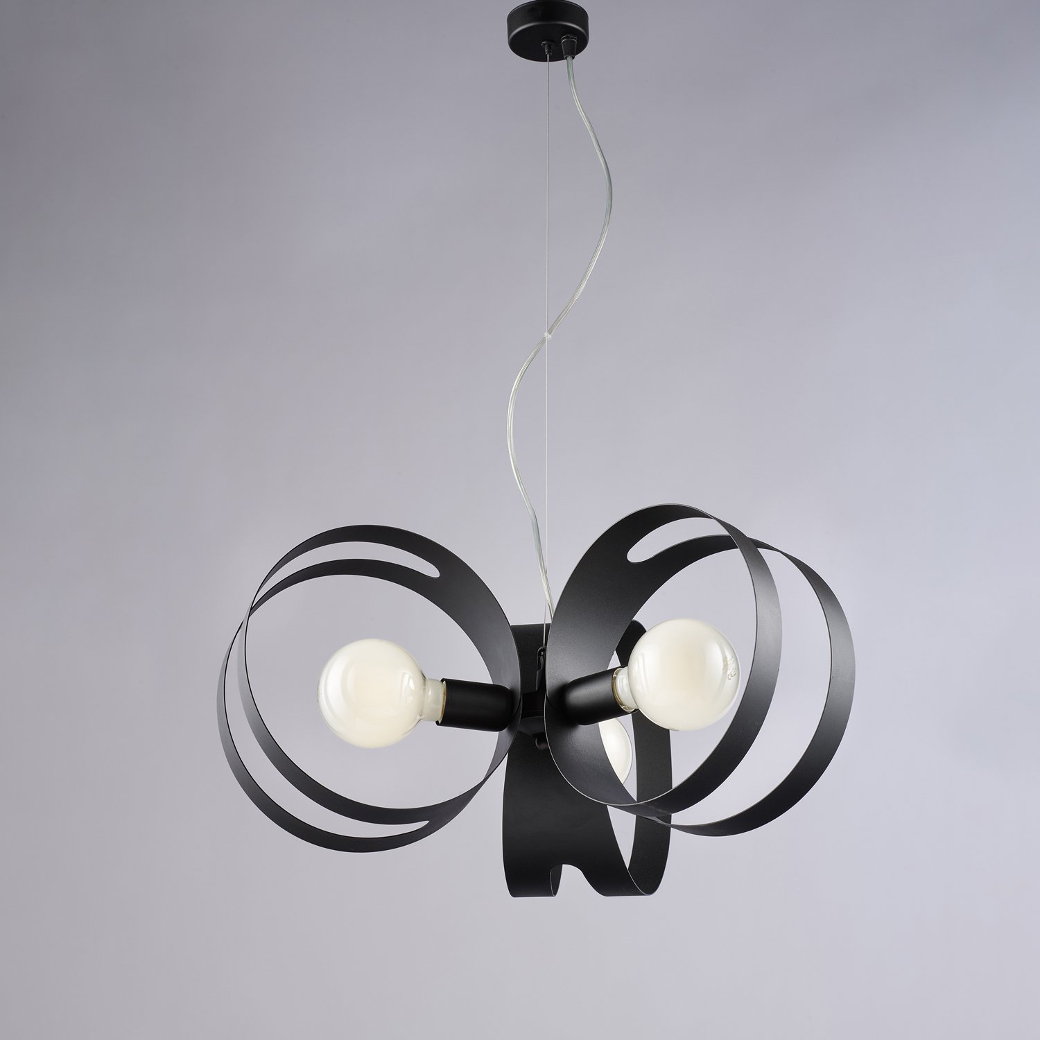 Suspensión Moderna 3 Luces Peter en Hierro Negro Corte por láser