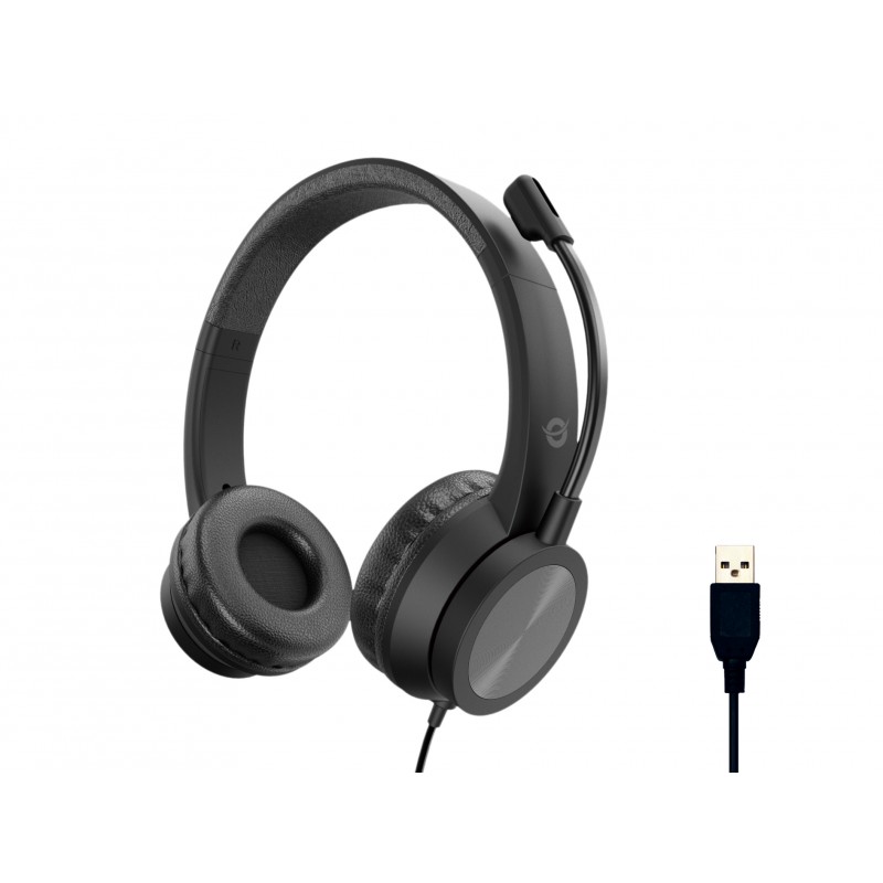 Conceptronic - POLONA05B auricular y casco Auriculares Alámbrico Diadema Llamadas/Música USB tipo A Negro POLONA05B