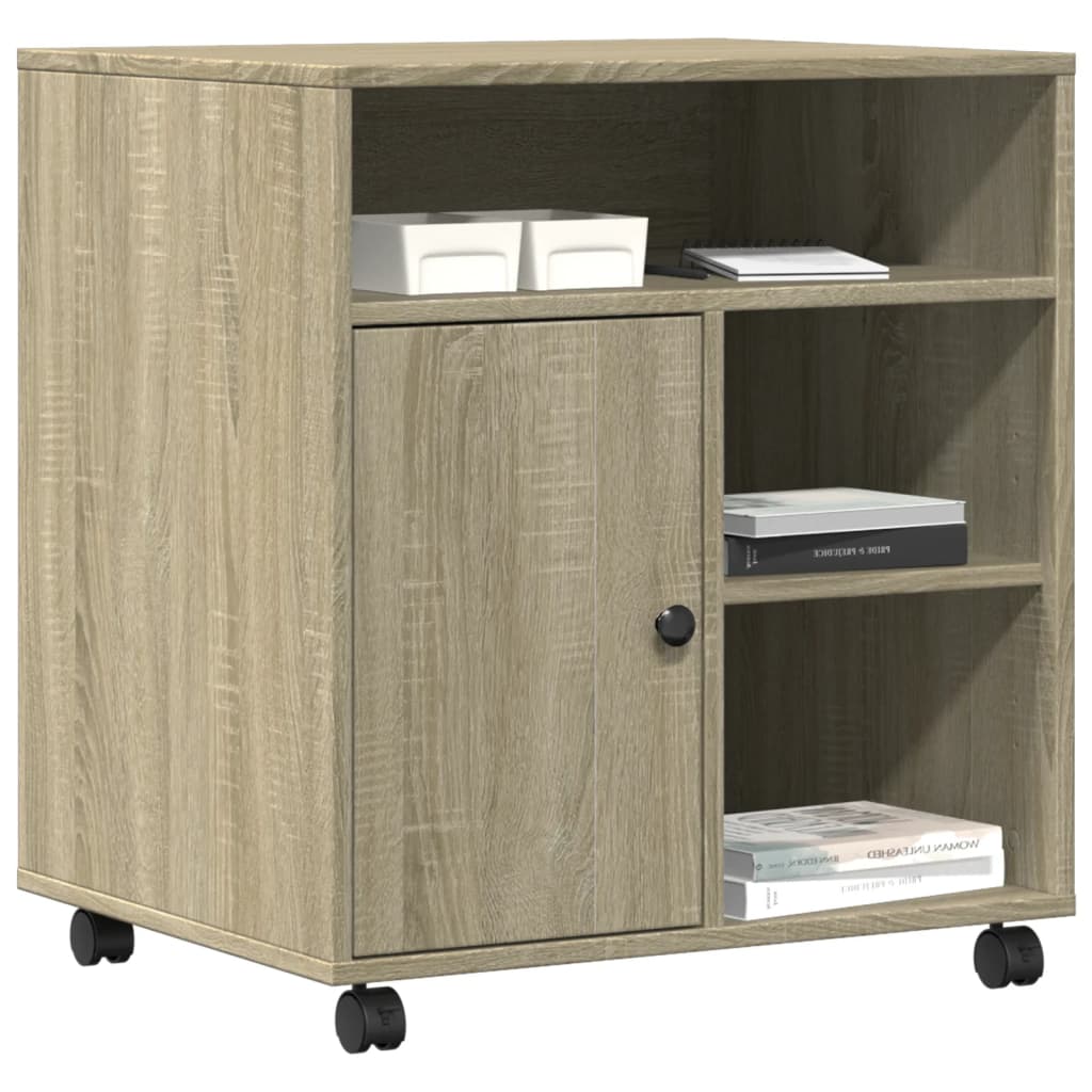 vidaXL Soporte para impresora con ruedas 60x50x67 cm mesa de impresora Color Blanco,  Gris sonoma,  Marrón roble y mas