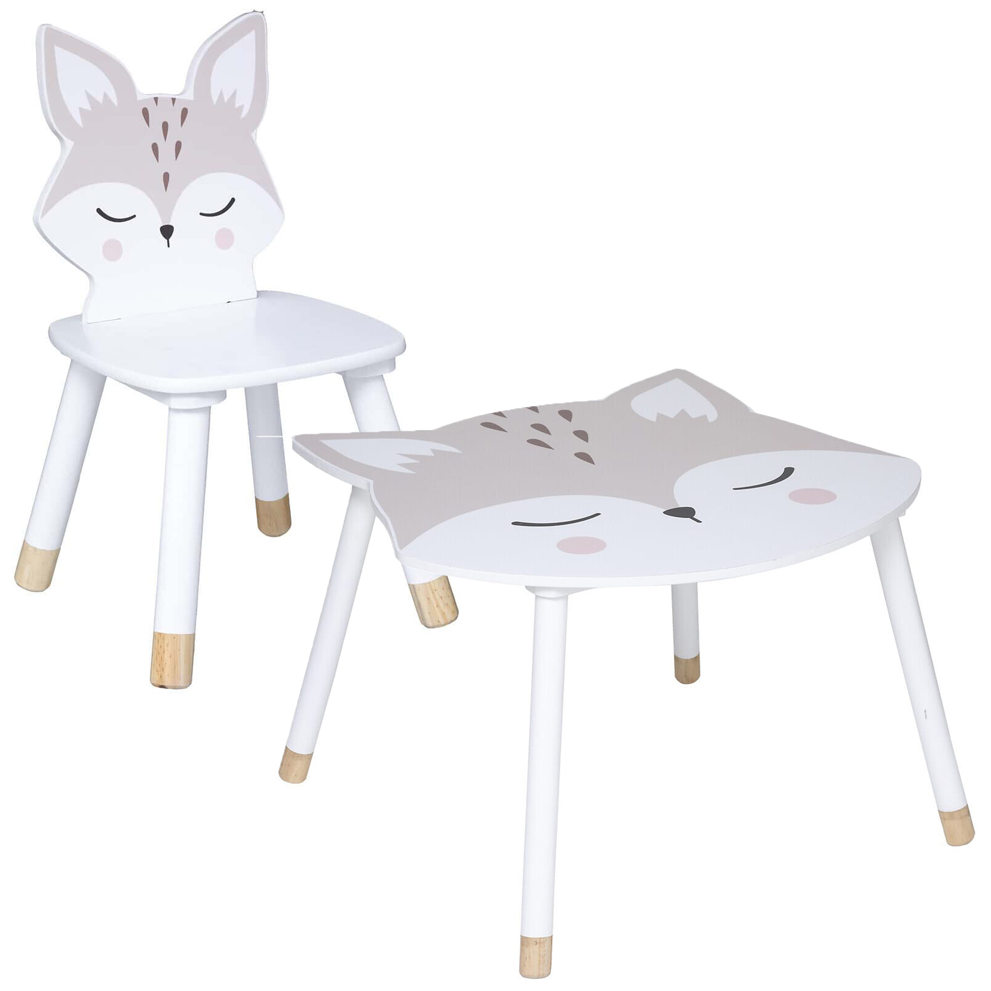 SET DE MESA + 2 SILLAS INFANTILES "ZORRO" PARA LOS MÁS PEQUEÑOS. - 28 x 28 x 52,5 cm / 62 x 64 x 43 cm WELLHOME