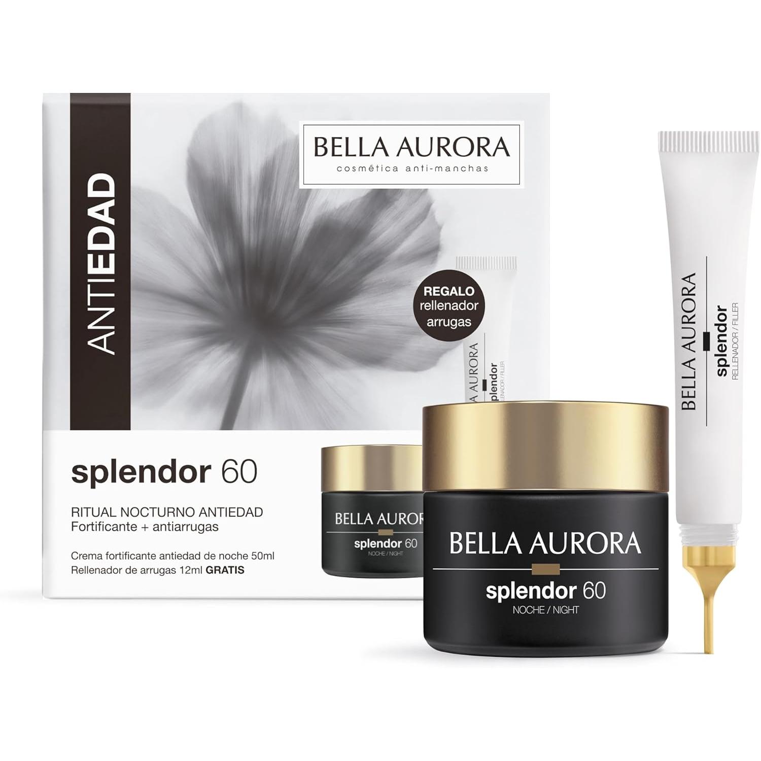 Bella Aurora Splendor 60 Pack Antiedad Noche | Ritual Nocturno +60 Años | Crema Antiedad de Noche Fortificante + Rellenador de Arrugas Instantáneo | Arrugas Profundas y Nutrición | 50 ml + 12 ml
