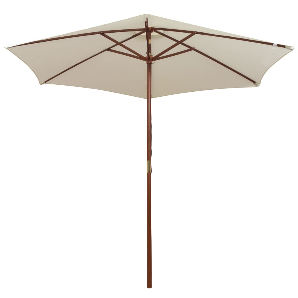 vidaXL Sombrilla de jardín con palo de madera 270 cm Color Crema, Taupé,