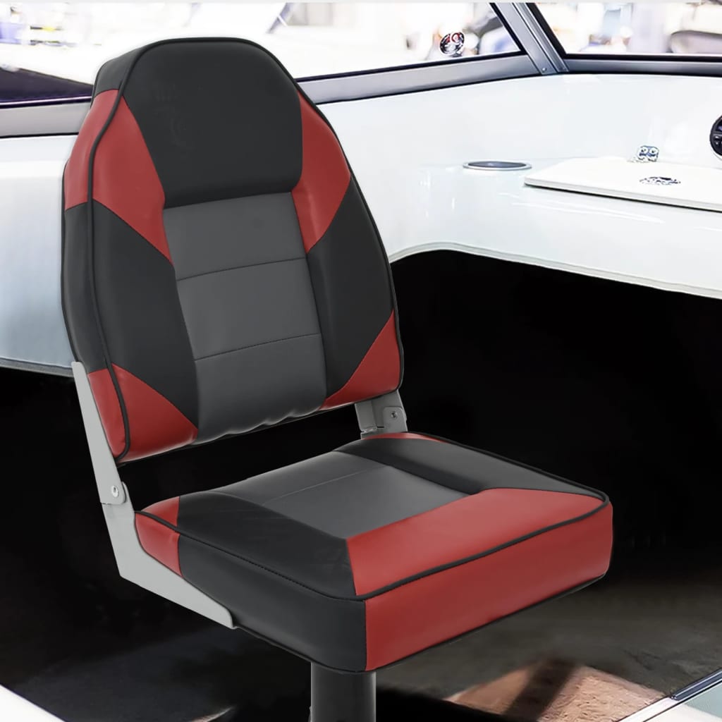 Set de asientos plegables para barco 2 uds con respaldo alto Color Blanco y azul,  Rojo y negro, y mas