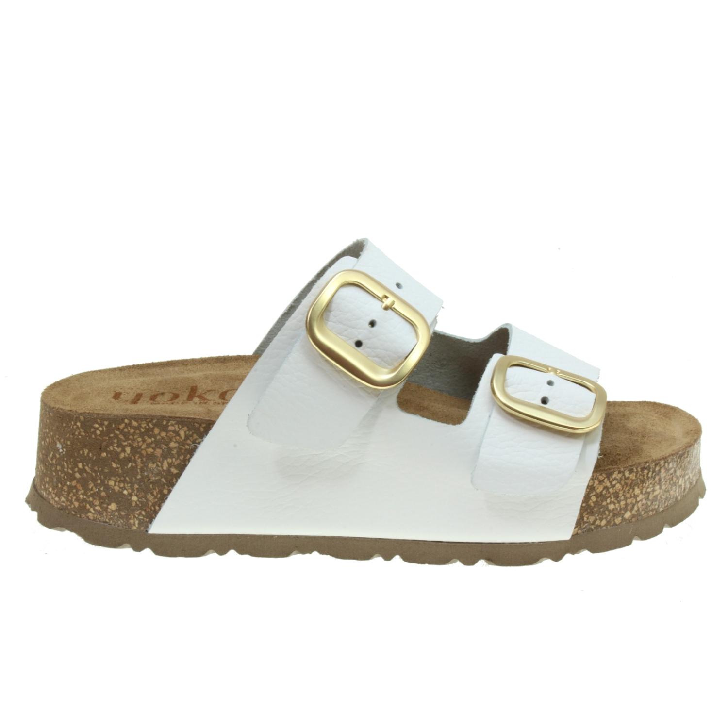 Yokono mod. WIWI03P - Sandalia de 2 hebillas en piel con piso Bio