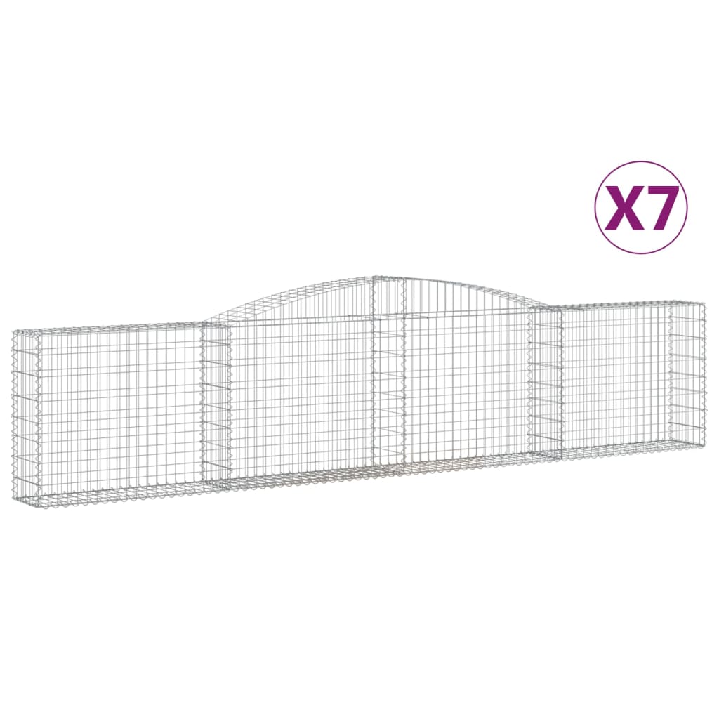 Vidaxl Cestas Gaviones Arco Hierro 7 Uds. Dimensiones 400x30x40/60 Cm
