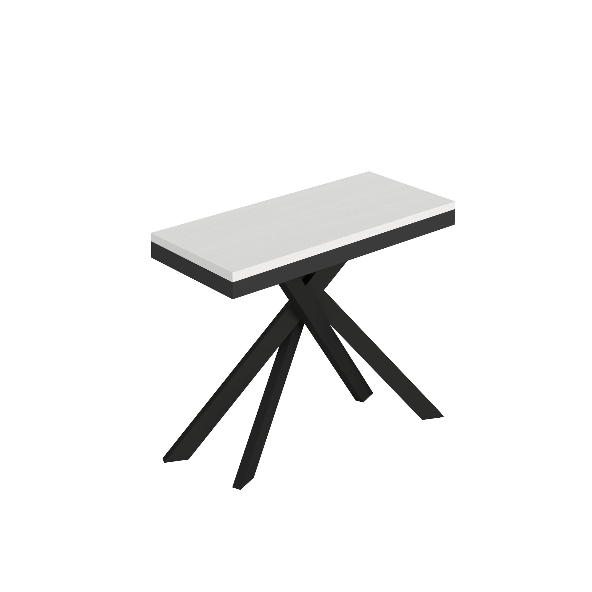 Consola extensible 90x40/196 cm Saki Small Evolution estructura fresno blanco antracita - Itamoby