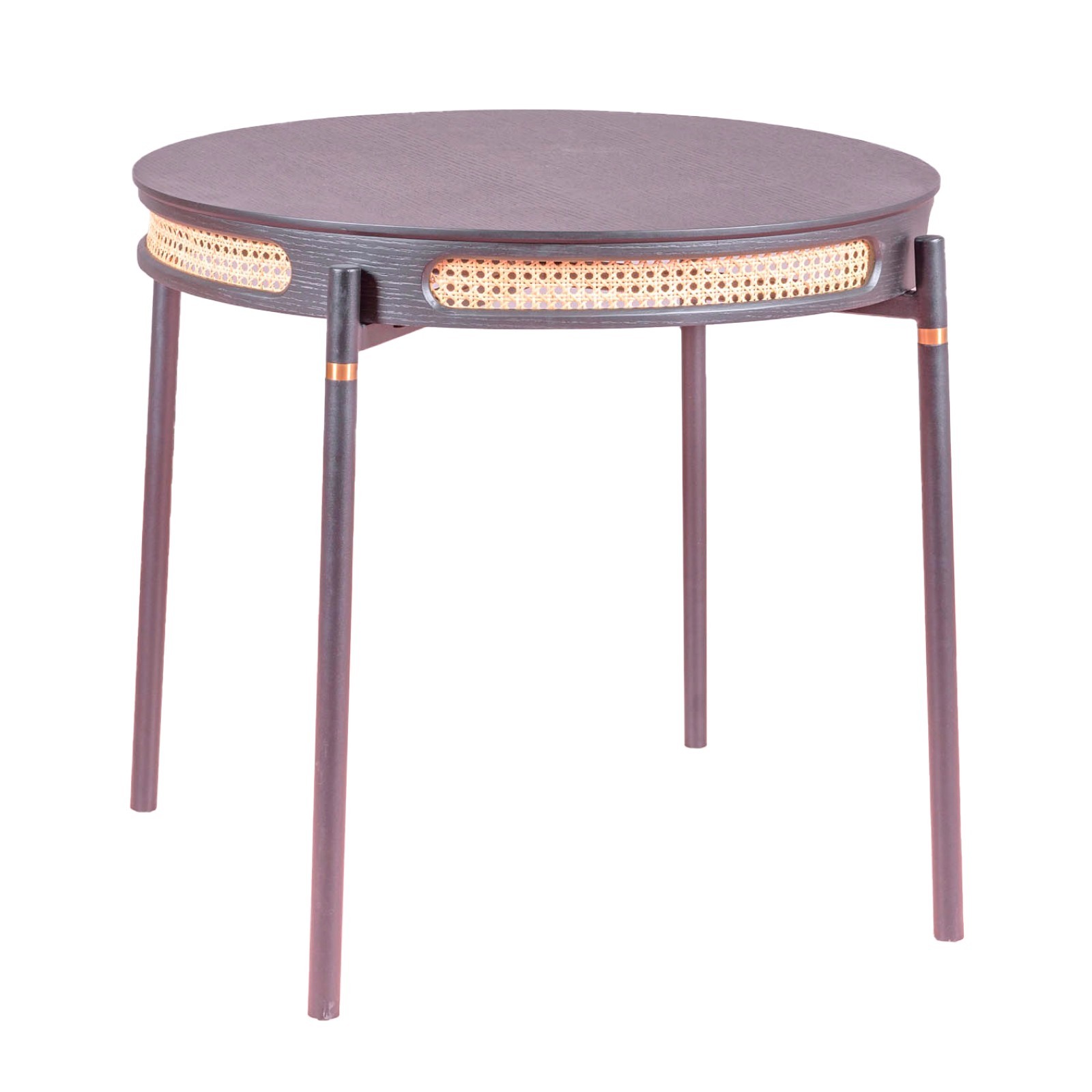 Nest Dream - Mesa de comedor redonda retro con detalles en ratán natural (80cm) - North