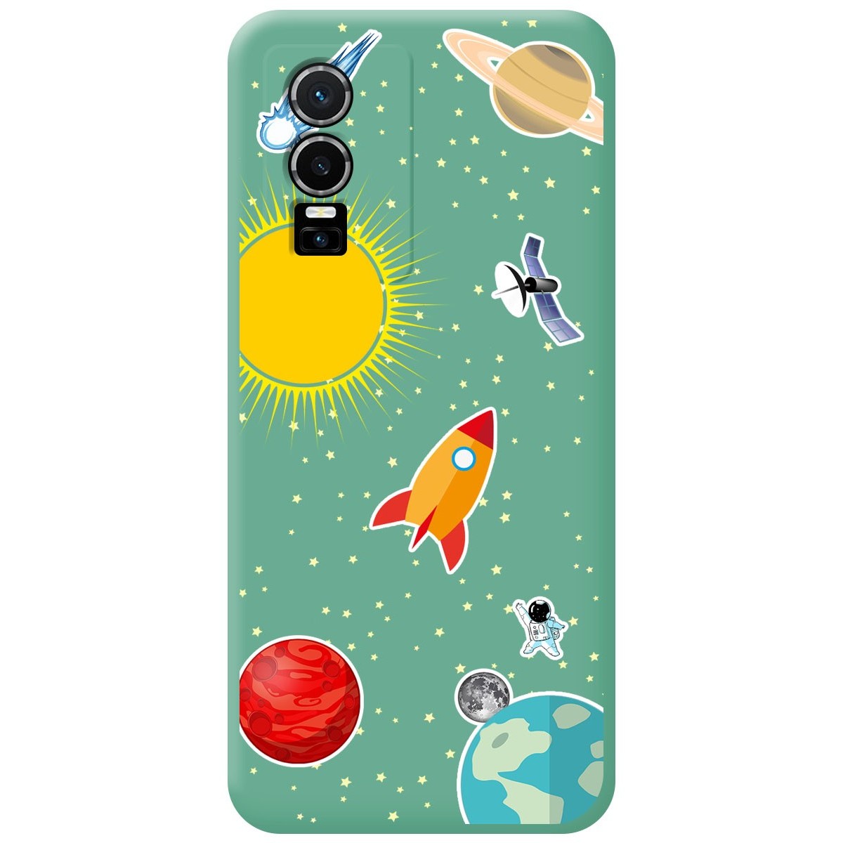 Funda Silicona Líquida Verde para Vivo Y76 5G diseño Espacio Dibujos