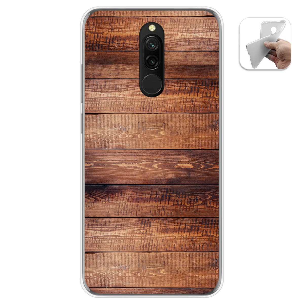 Tumundosmartphone Funda Gel Tpu para Xiaomi Redmi 8 diseño Madera 02 Dibujos