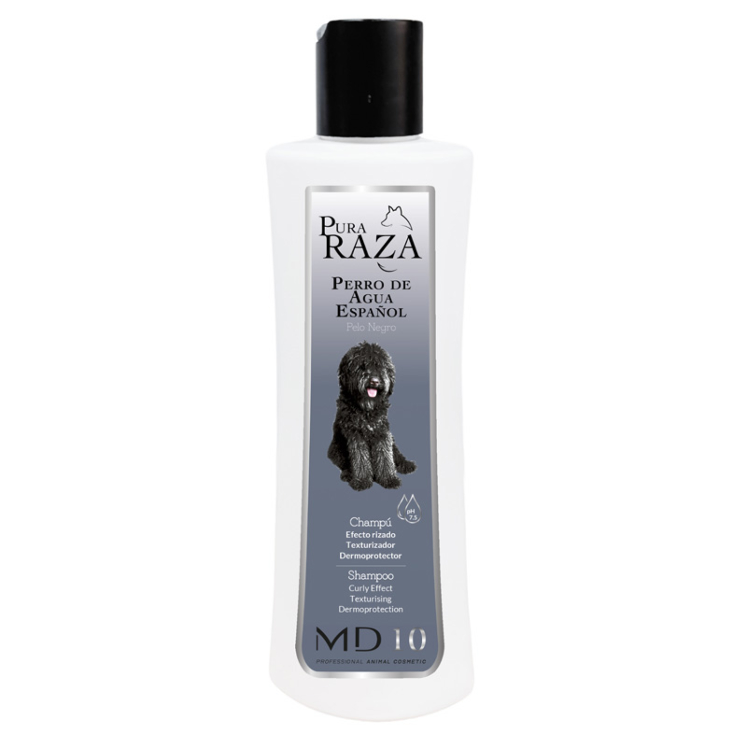 Champú para Perro de Agua Español Pelo Negro - Realza el Color Negro - Champú Texturizador de Rizos Hidratante, Vegano y Biodegradable - Fabricado en España - MD-10 COLLECTION