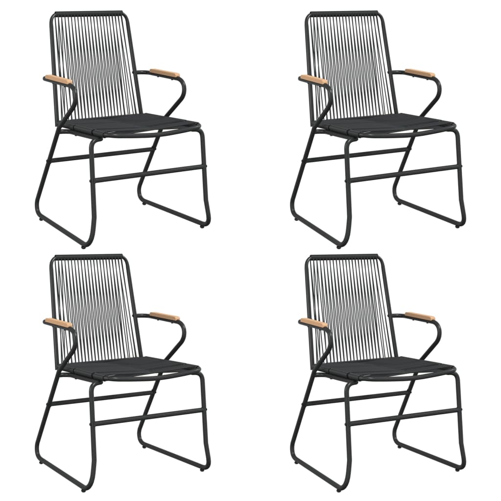vidaXL Sillas de jardín 4 unidades ratán PVC negro 58x59x85,5 cm