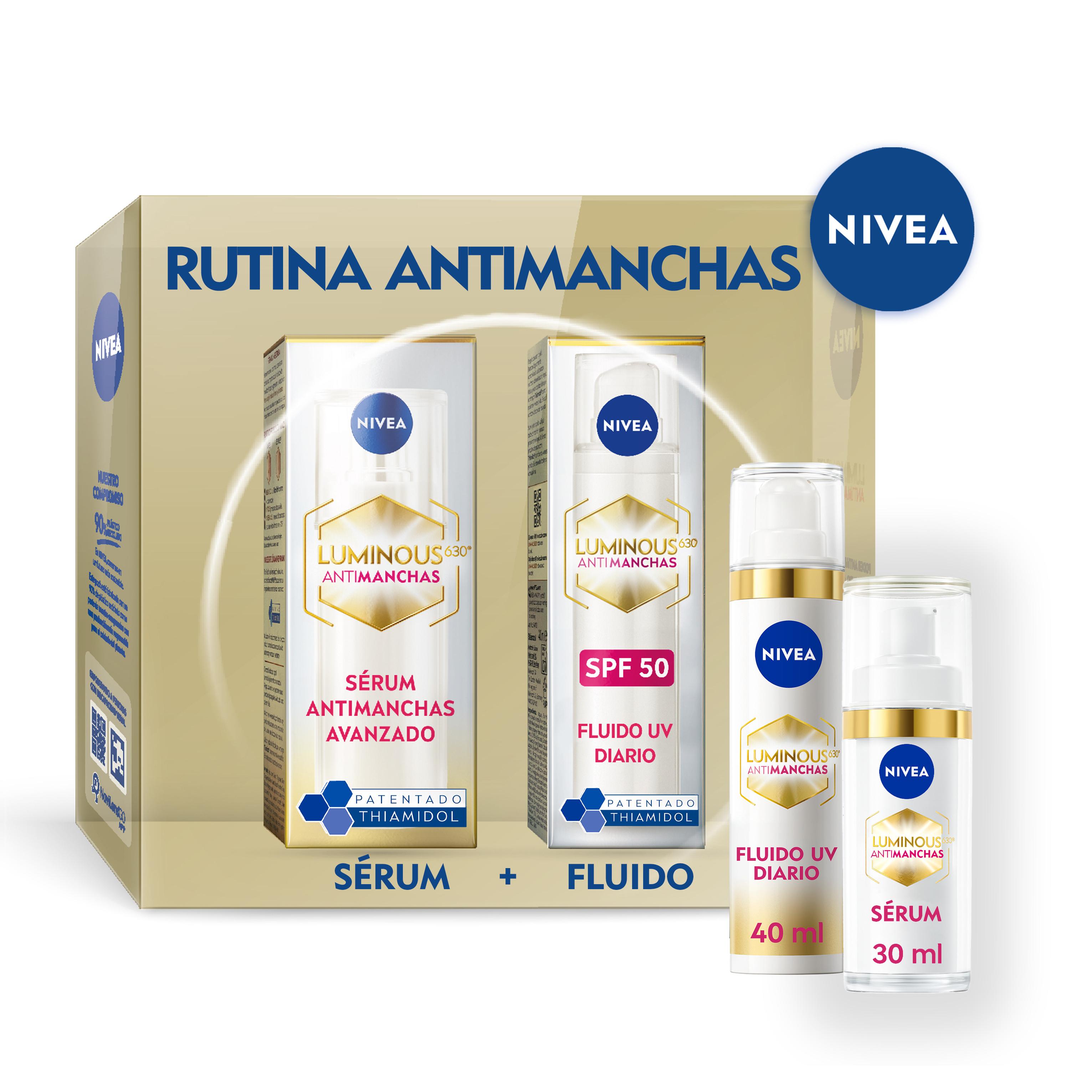 NIVEA Pack Luminous - Caja regalo con Crema de día FP50 y Sérum antiedad - Tratamiento antimanchas y antiedad