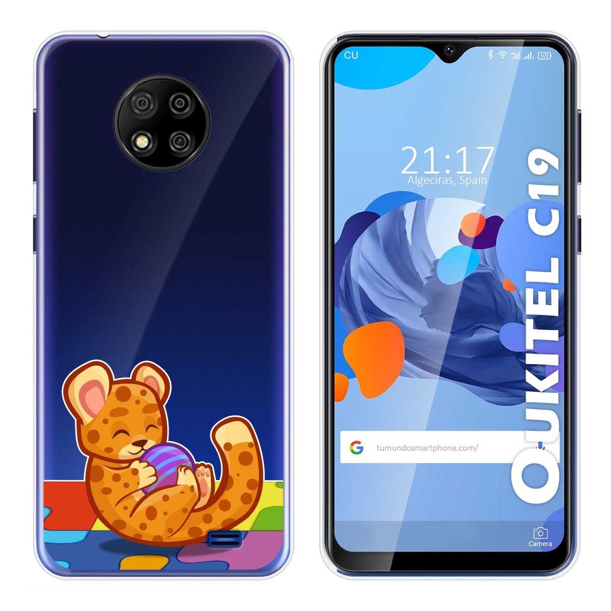 Tumundosmartphone Funda Gel Transparente para Oukitel C19 diseño Leopardo Dibujos