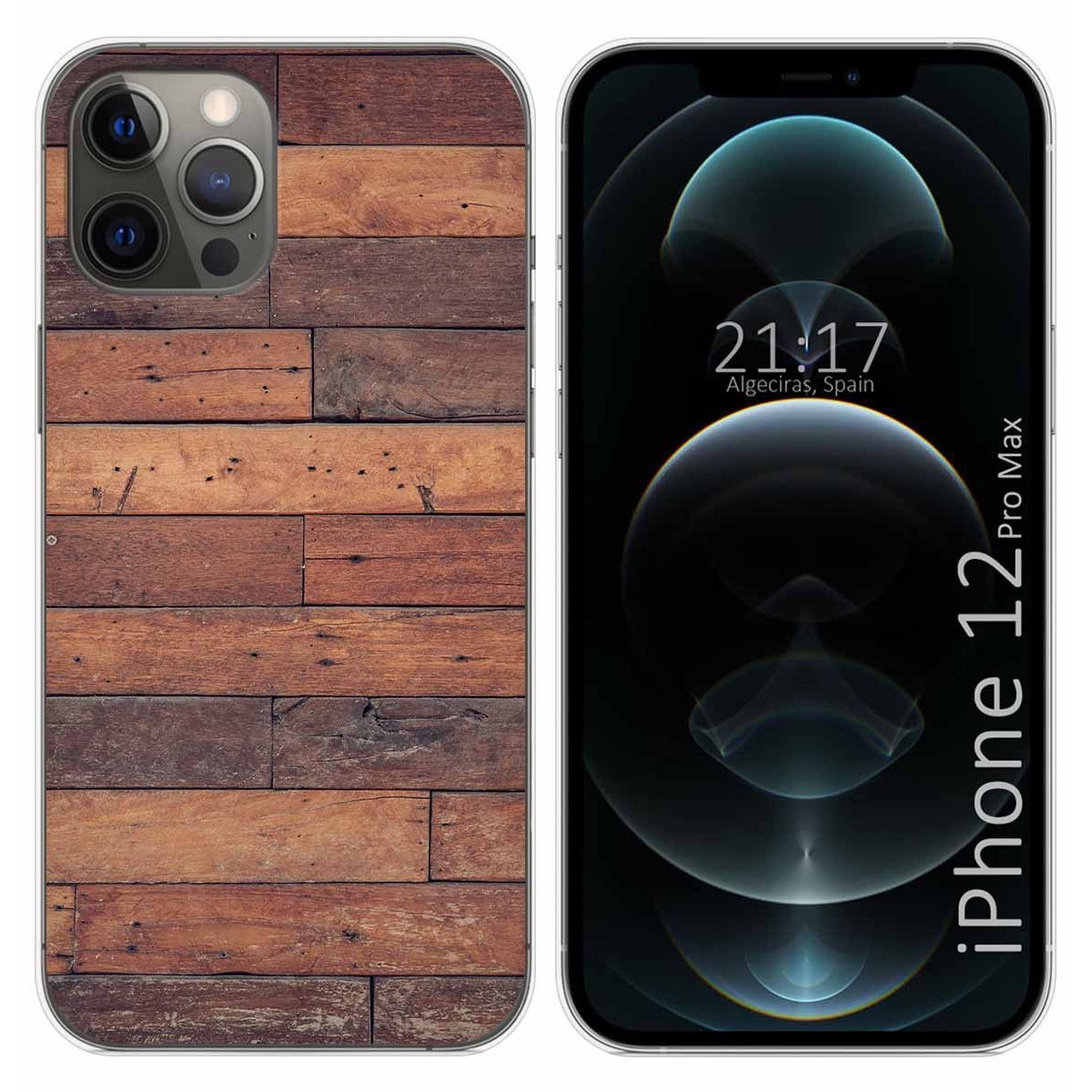 Tumundosmartphone Funda Gel Tpu para Iphone 12 Pro Max (6.7) diseño Madera 03 Dibujos