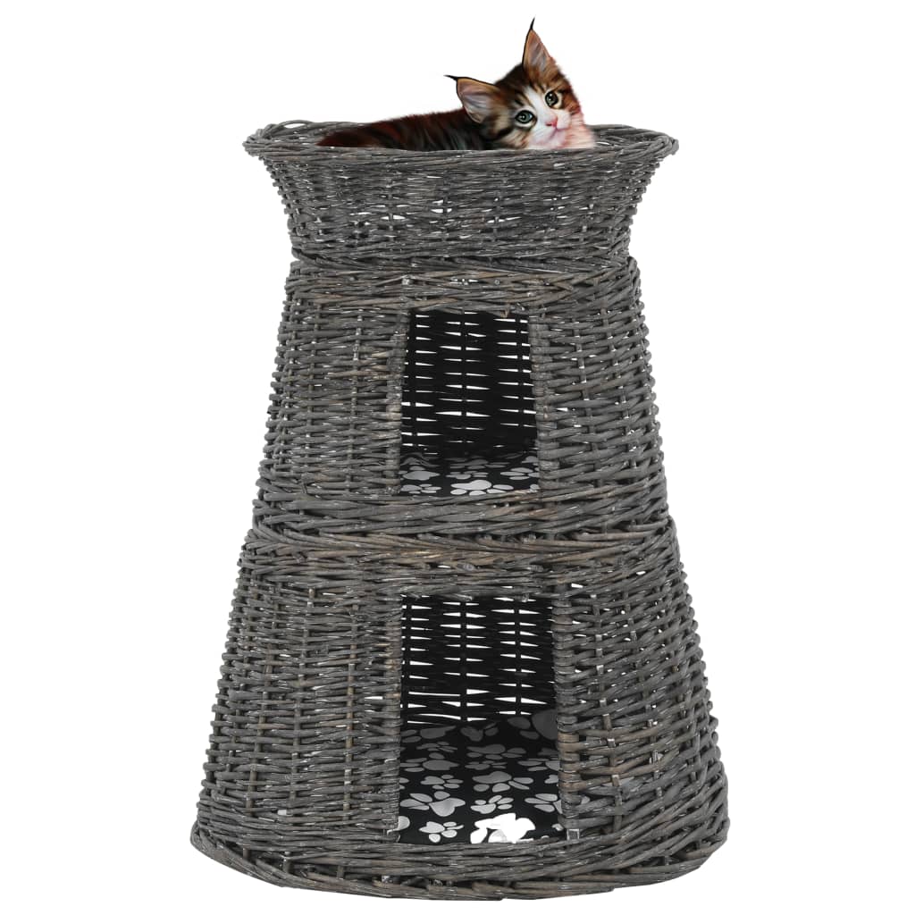 vidaXL Set 3x Cestas de Gatos con Cojines de Saucees 47x34x60cm Mascotas Color Gris,  Natural, y mas