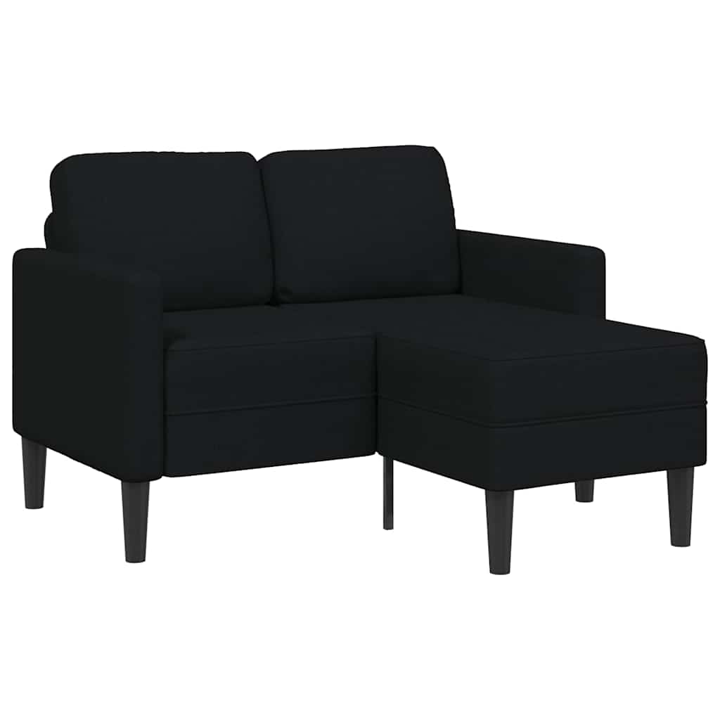 vidaXL Sofá de 2 plazas con chaise longue en forma L negra 125cm