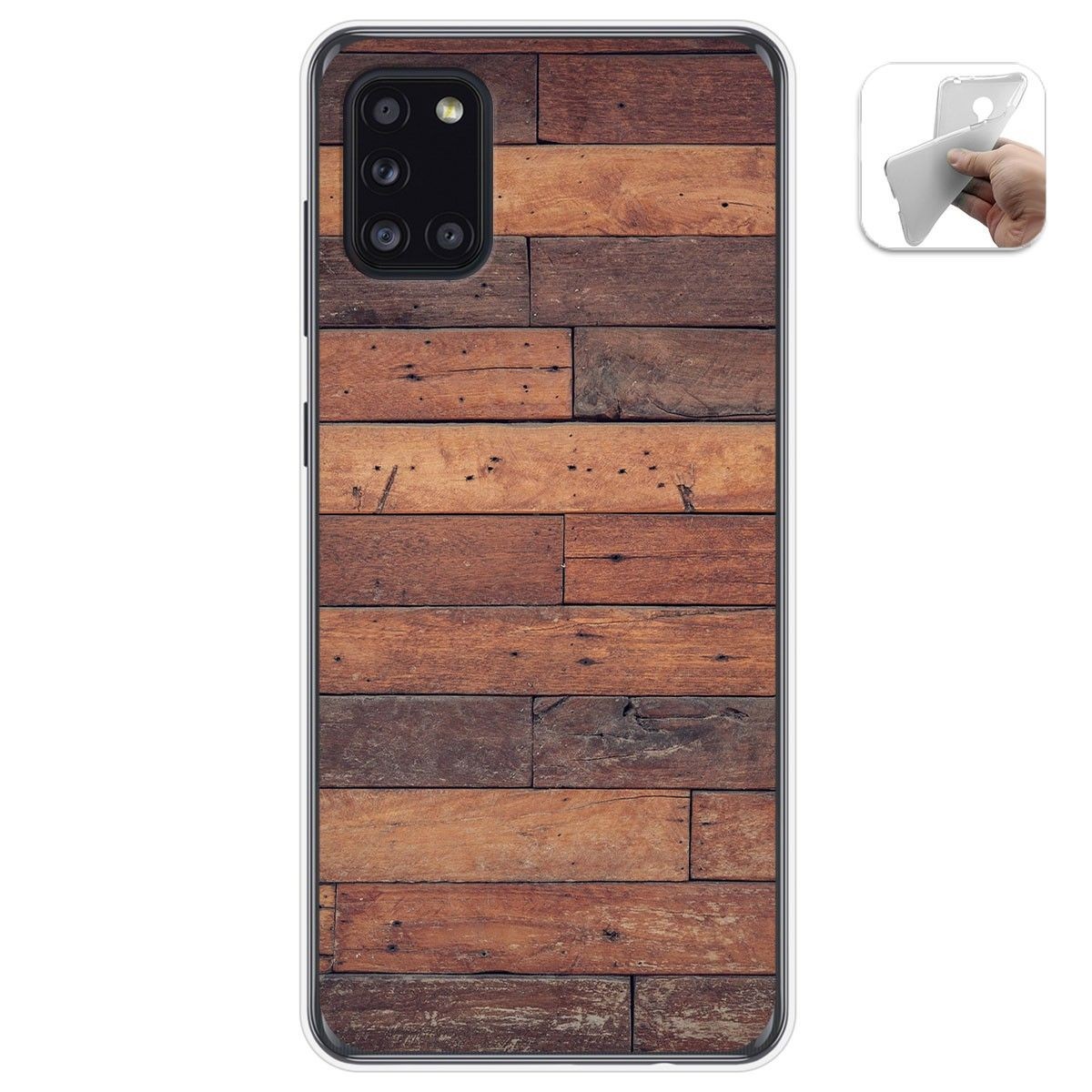 Tumundosmartphone Funda Gel Tpu para Samsung Galaxy A31 diseño Madera 03 Dibujos