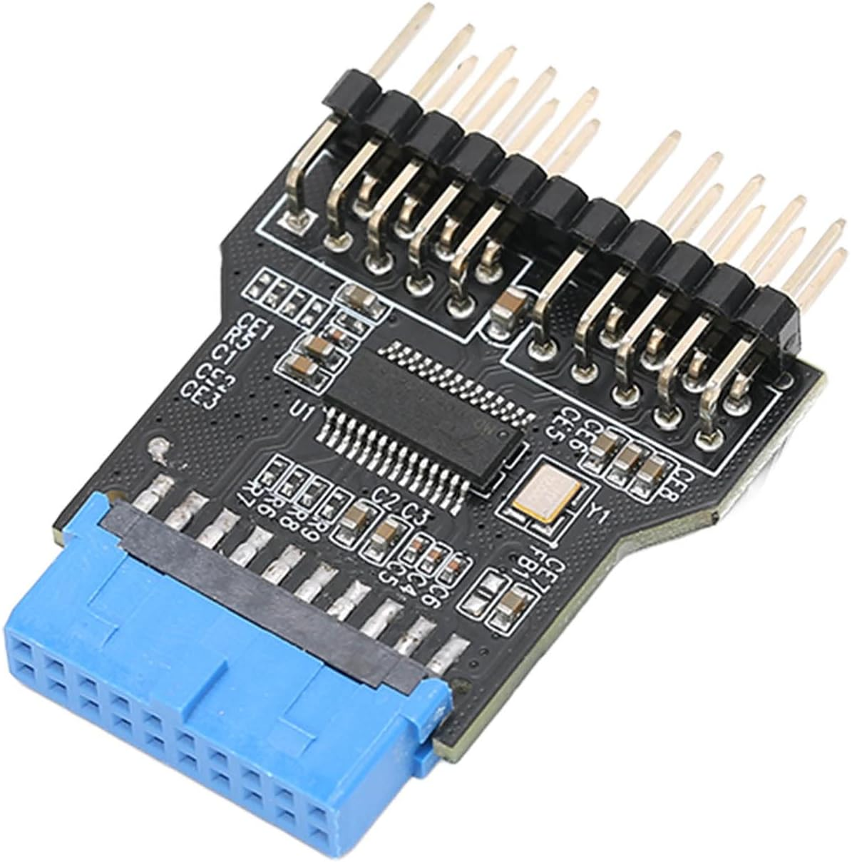 CABLEPELADO Adaptador USB 19 Pines Hembra a Dual 9 Pin, Convertidor USB 3.0 a USB 2.0 para Placa Base, Adaptador de 19 Pines a 9 Pines para USB Frontales